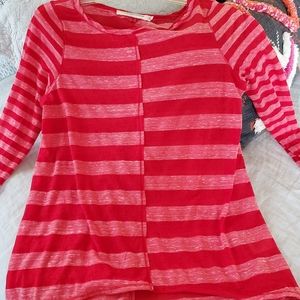 Anthropologie red and pink striped tee